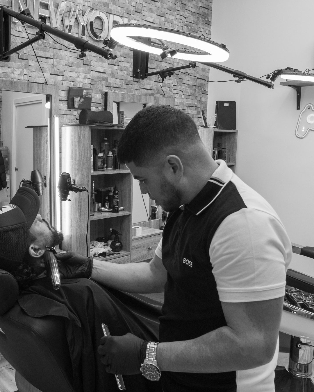 Interior de la barbería